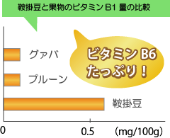 鞍掛豆と果物（グァバ、プルーン）とのビタミンＢ6量の比較